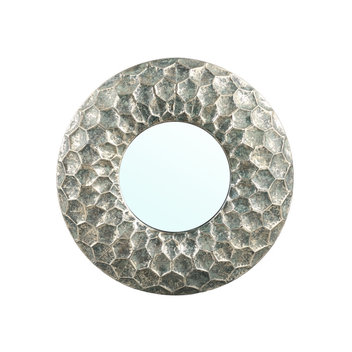 Designové doplňky - Zrcadlo kulaté tepané kovové 69cm